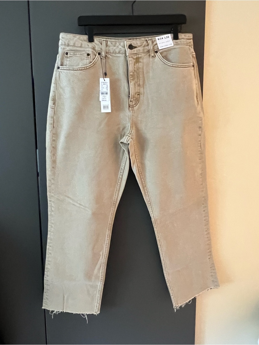 Topshop Tan High-Rise Straight Leg Jeans